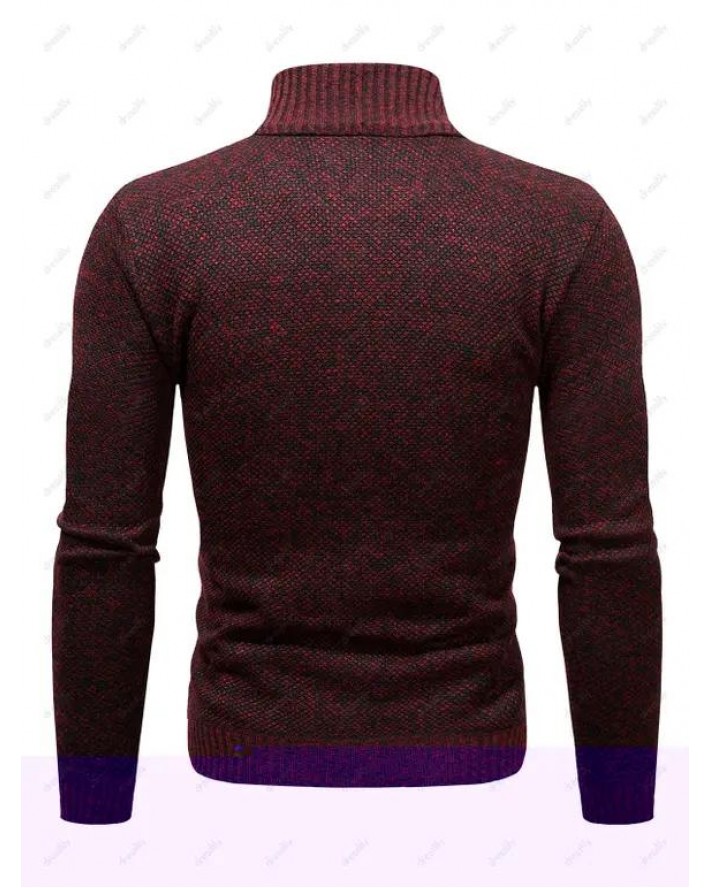 Fleece Lining Knit Jacket Zip Up Casual Stand Up Warm Knitted Jacket